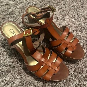 Women's Chaps Size 11 Wedge Brown Sandal